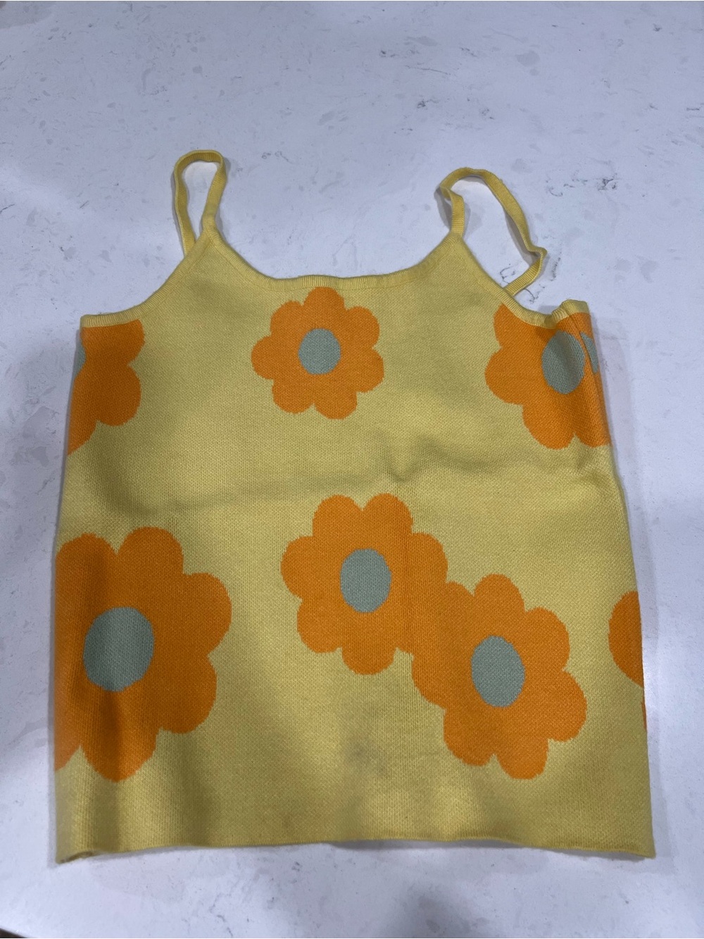 Girls Yellow Floral Knit Camisole Tank Top